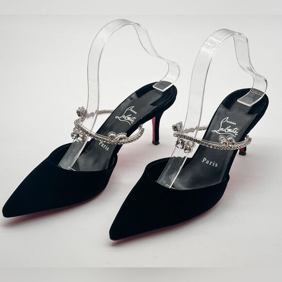 Christian Louboutin Planet Queen 70 Velvet Crystal Embellished Mules 70mm EU 39 - Picture 4 of 14